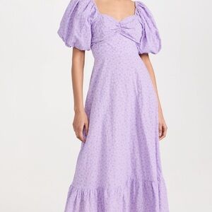 English Factory Floral Print Back Bow Puff Sleeve Dress